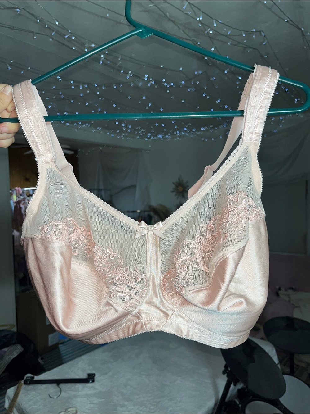 Aviana 36H Shaping Soft Pink Lace Trim Comfort Wireless Full Coverage Bra Blush